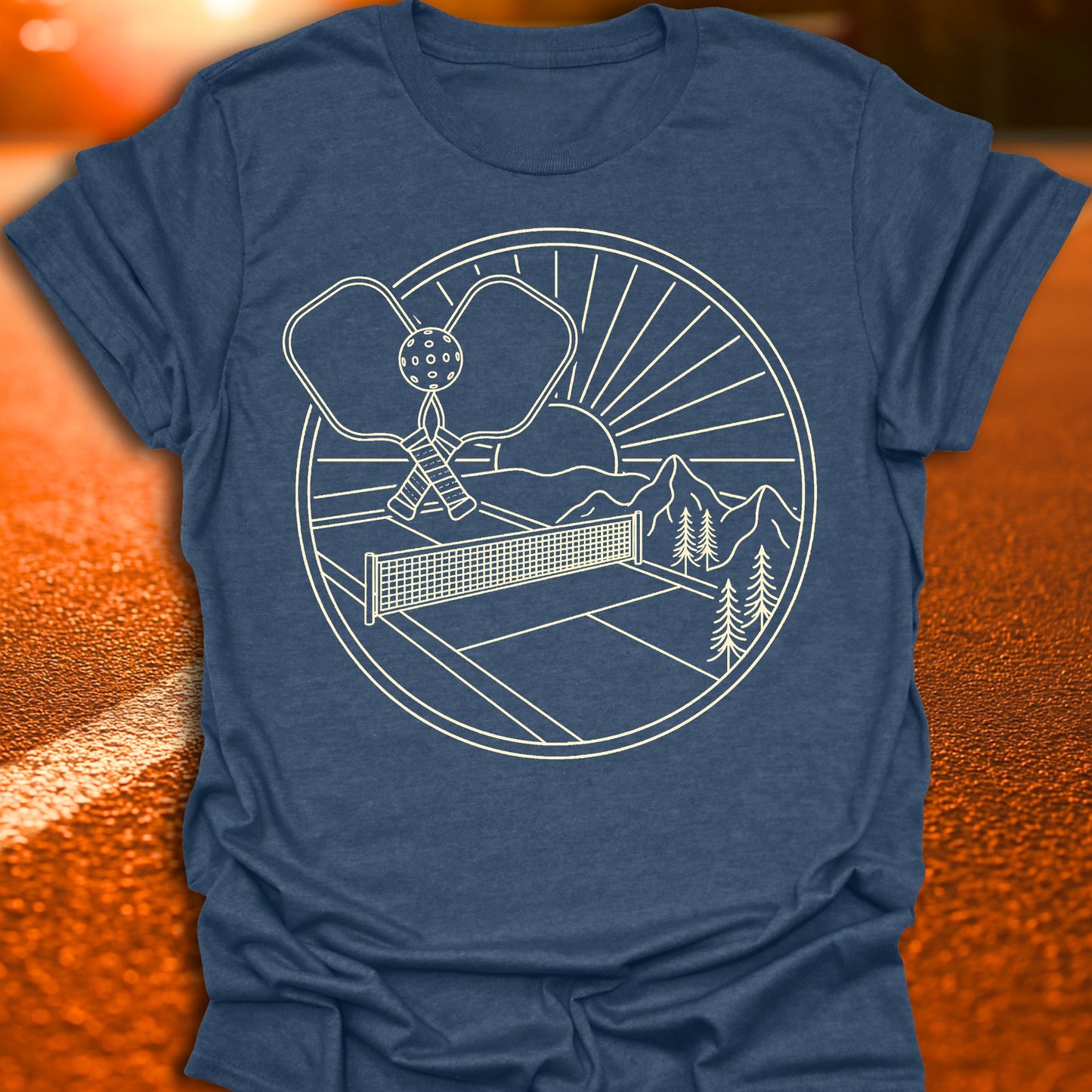Sunset Line Art Pickleball T-Shirt
