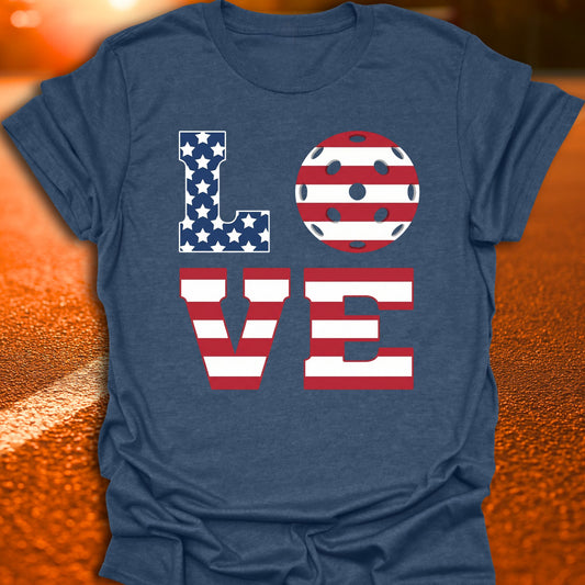 Love Pickleball American Flag T-Shirt