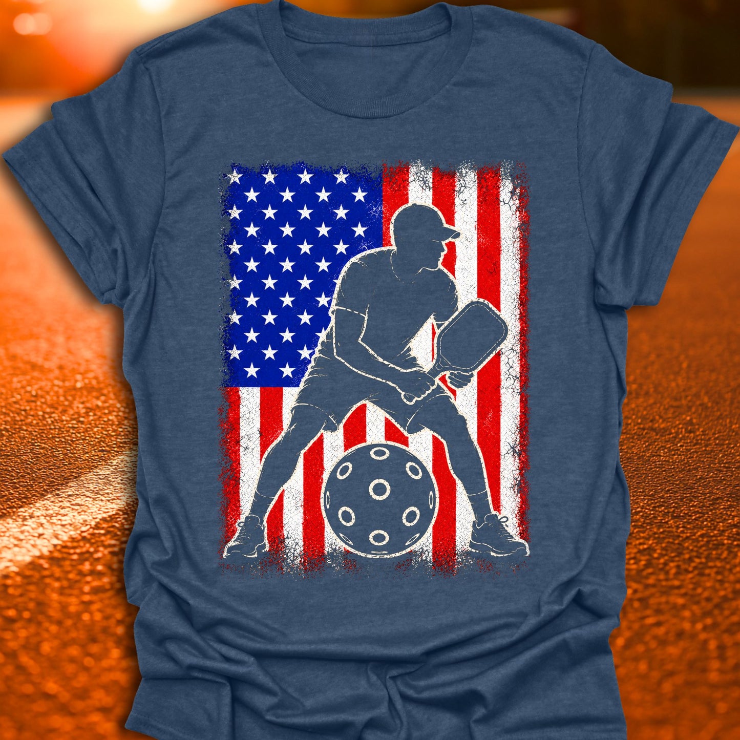 American Flag Silhouette Pickleball T-Shirt