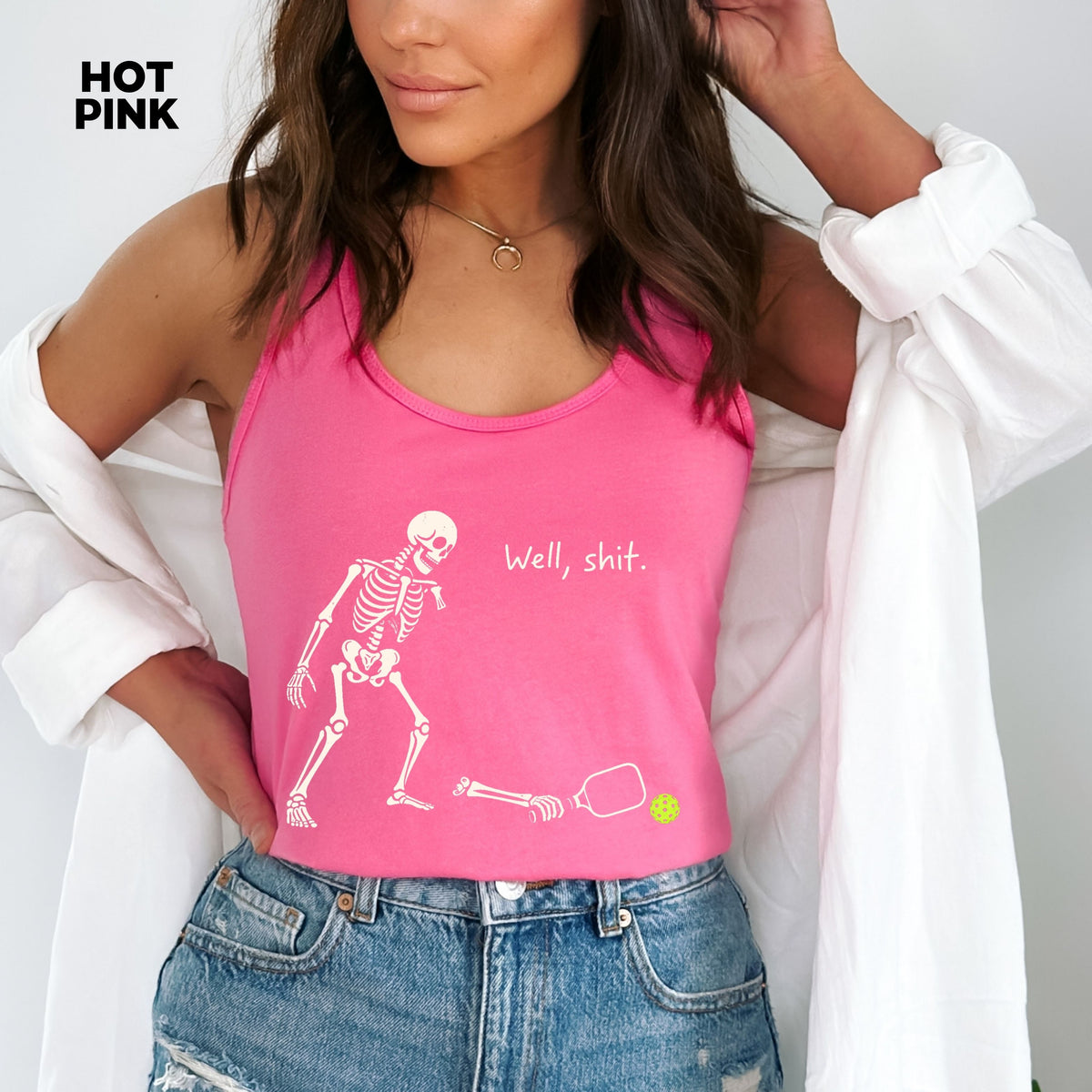 Well Shit Skeleton Pickleball Racerback Women's Tank