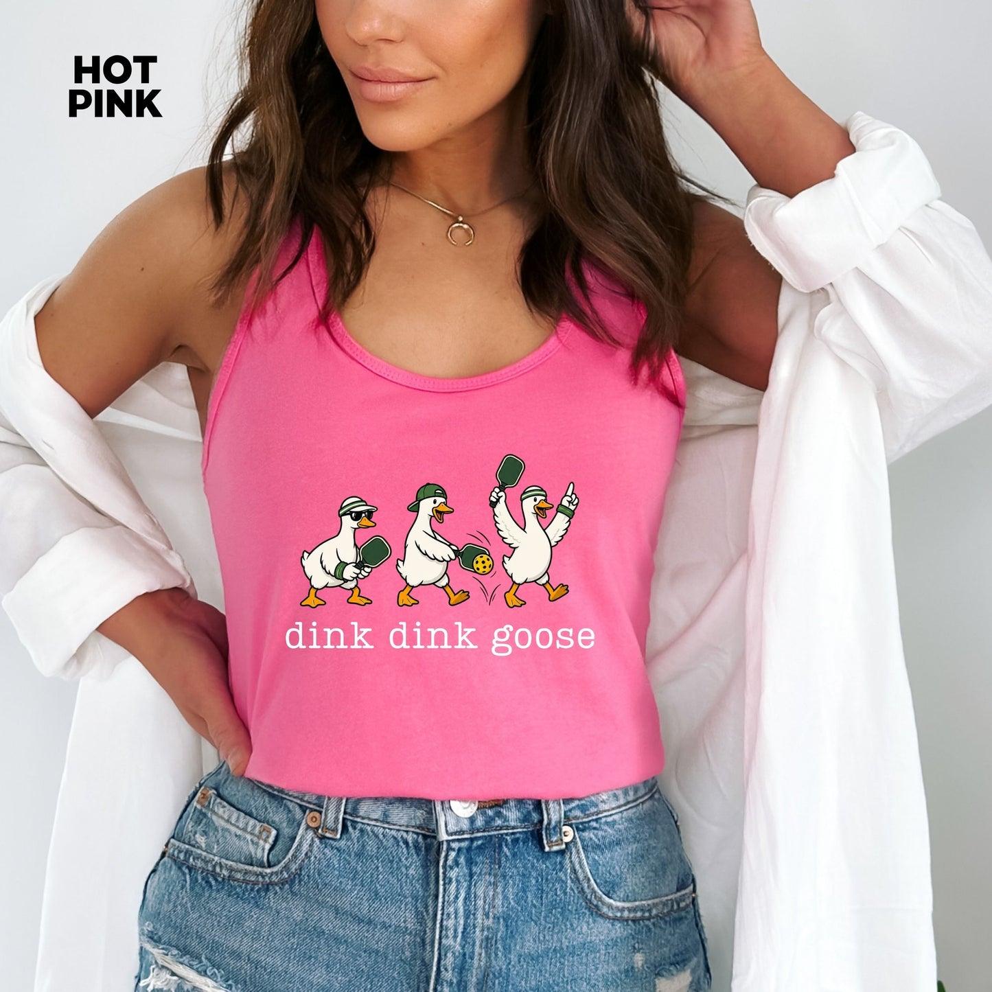 Dink Dink Goose Pickleball Racerback Tank