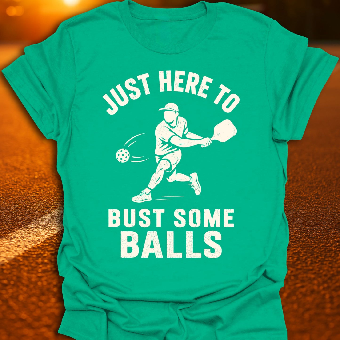 Just here To Bust Some Balls Varsity Pickleball T-Shirt