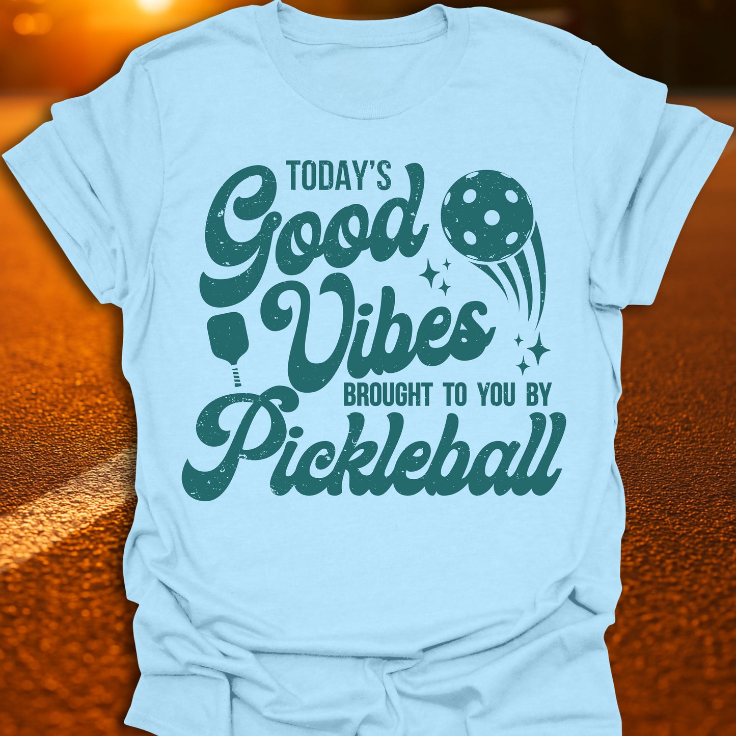 Good Vibes Pickleball T-Shirt (Teal Print)
