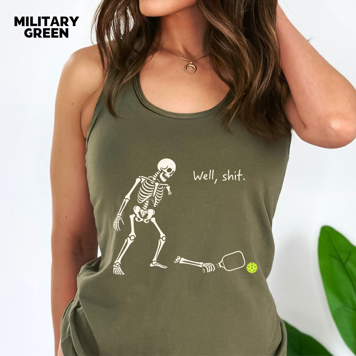 Well Shit Skeleton Pickleball Racerback Women's Tank