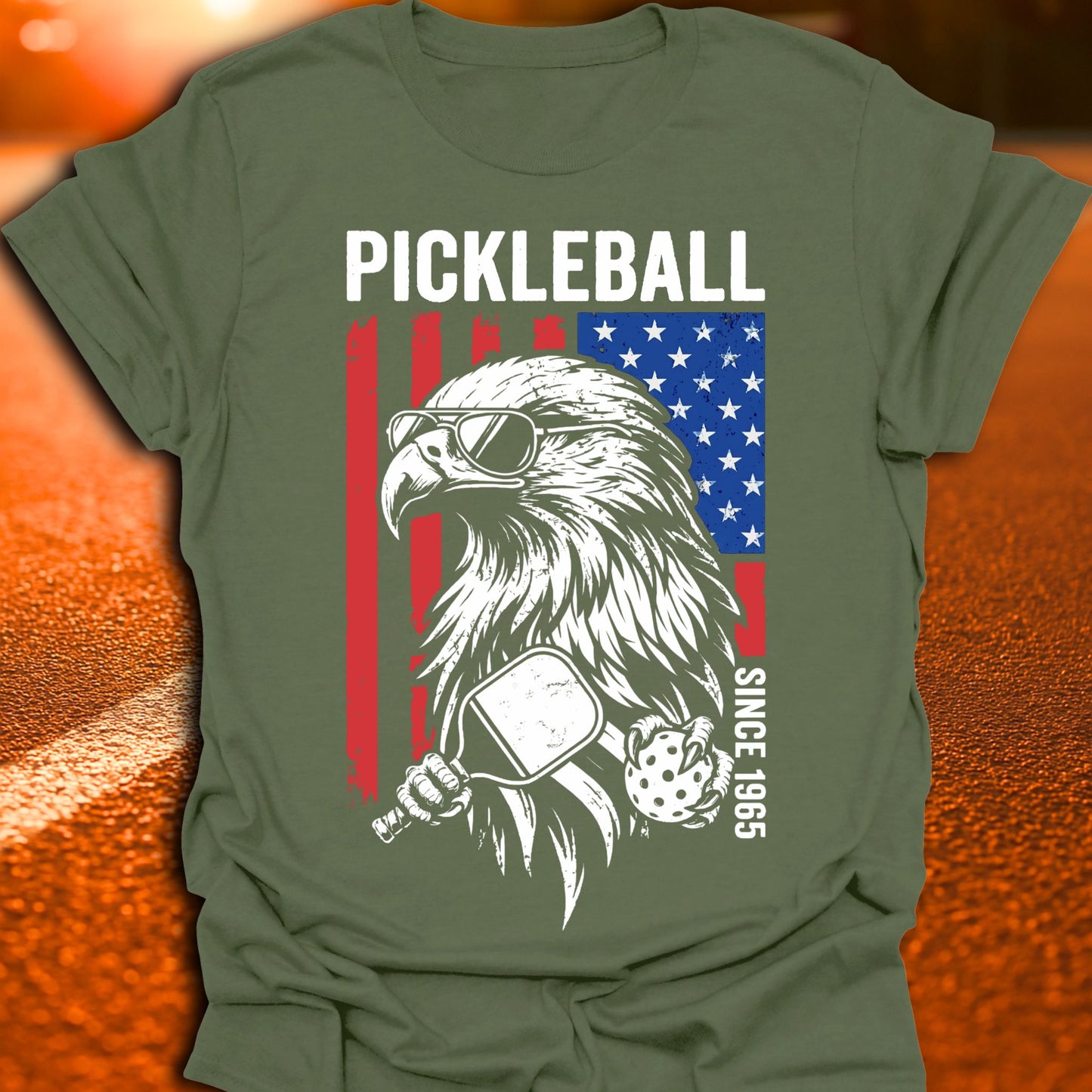 American Flag Eagle Pickleball T-Shirt
