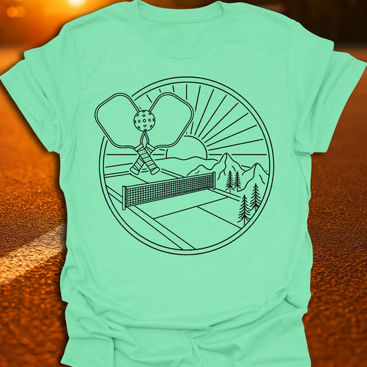 Sunset Line Art Pickleball T-Shirt