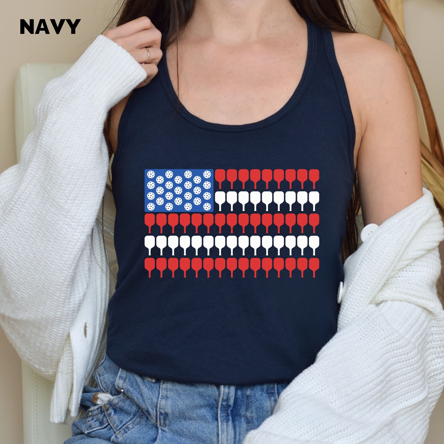 American Pickleball Flag Racerback Tank