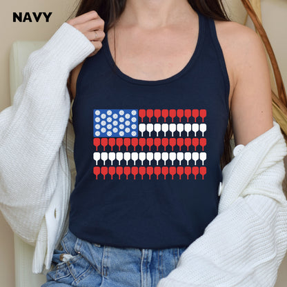 American Pickleball Flag Racerback Tank