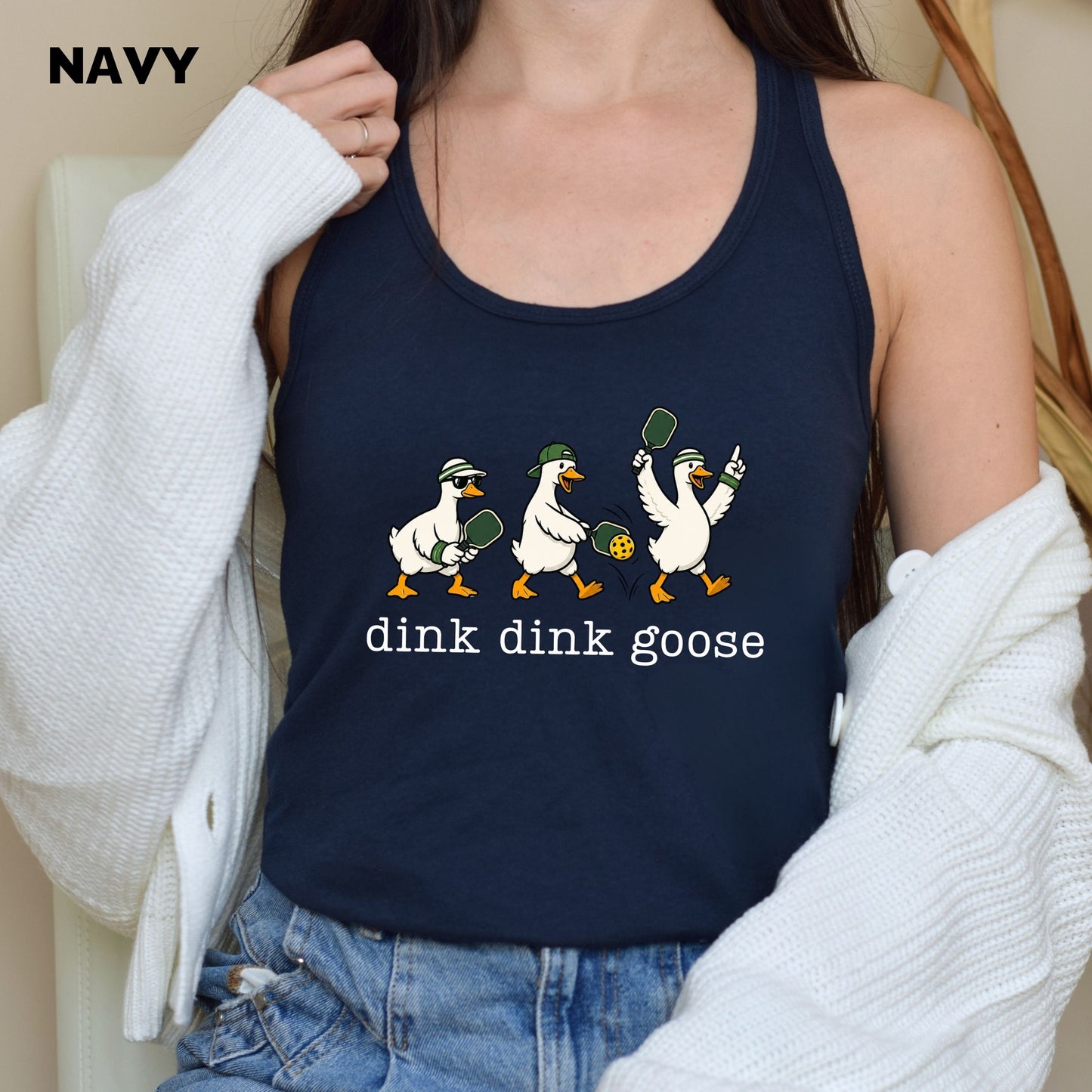 Dink Dink Goose Pickleball Racerback Tank