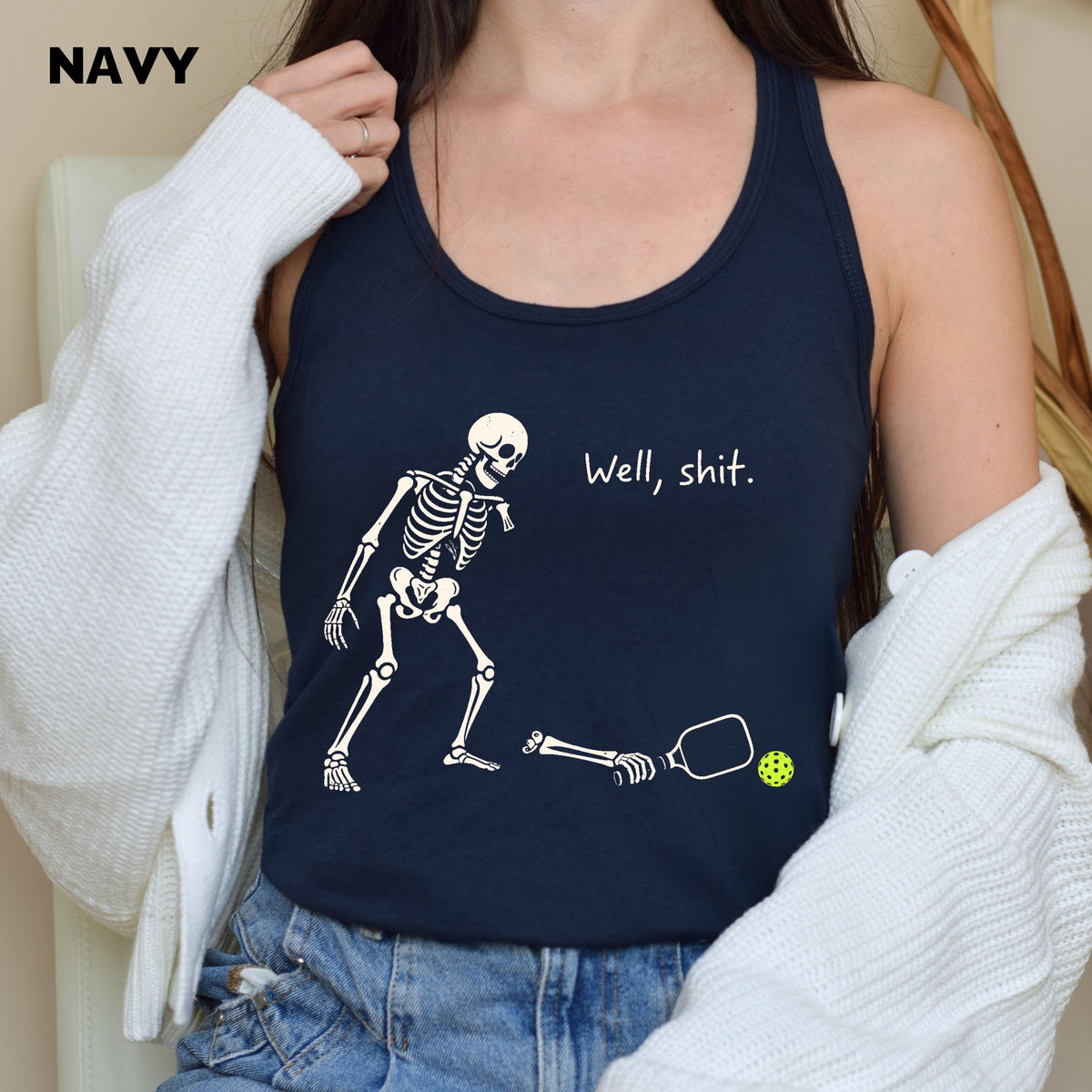 Well Shit Skeleton Pickleball Racerback Women's Tank