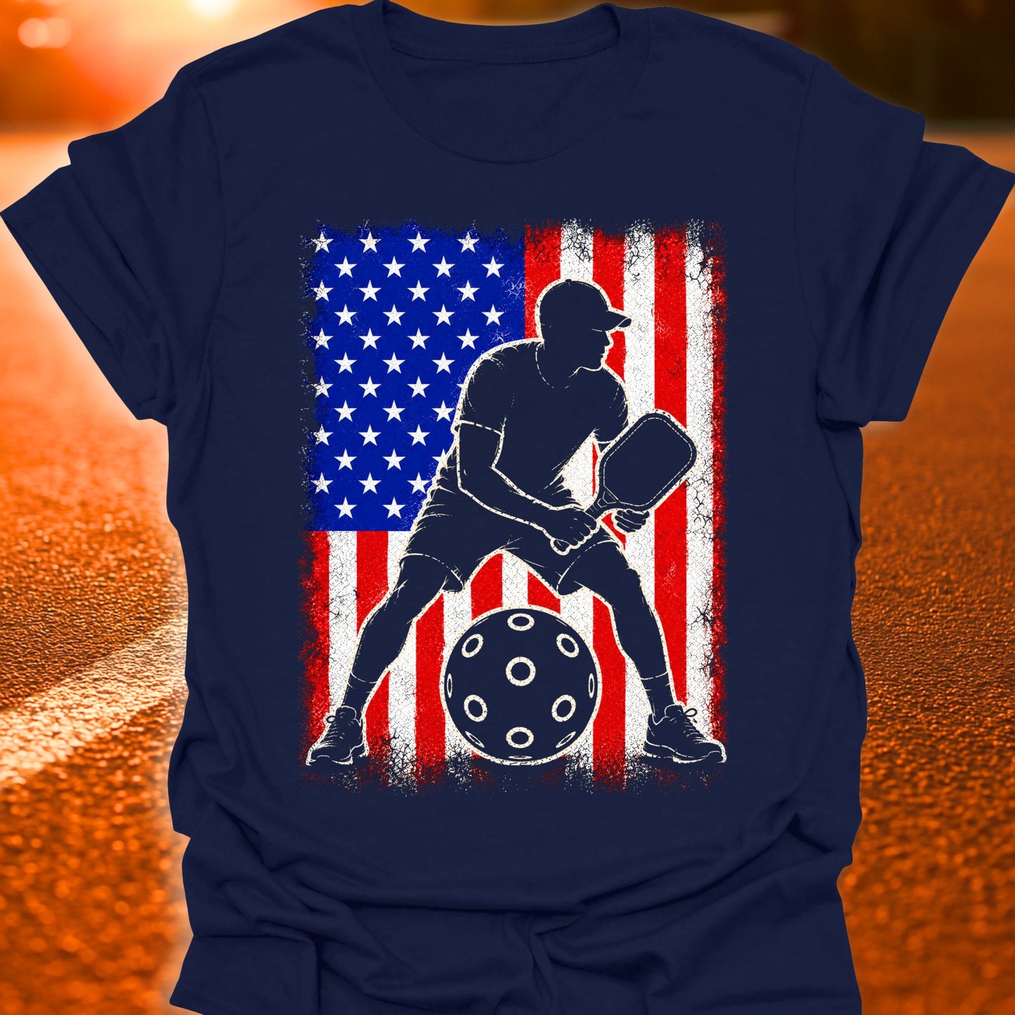 American Flag Silhouette Pickleball T-Shirt
