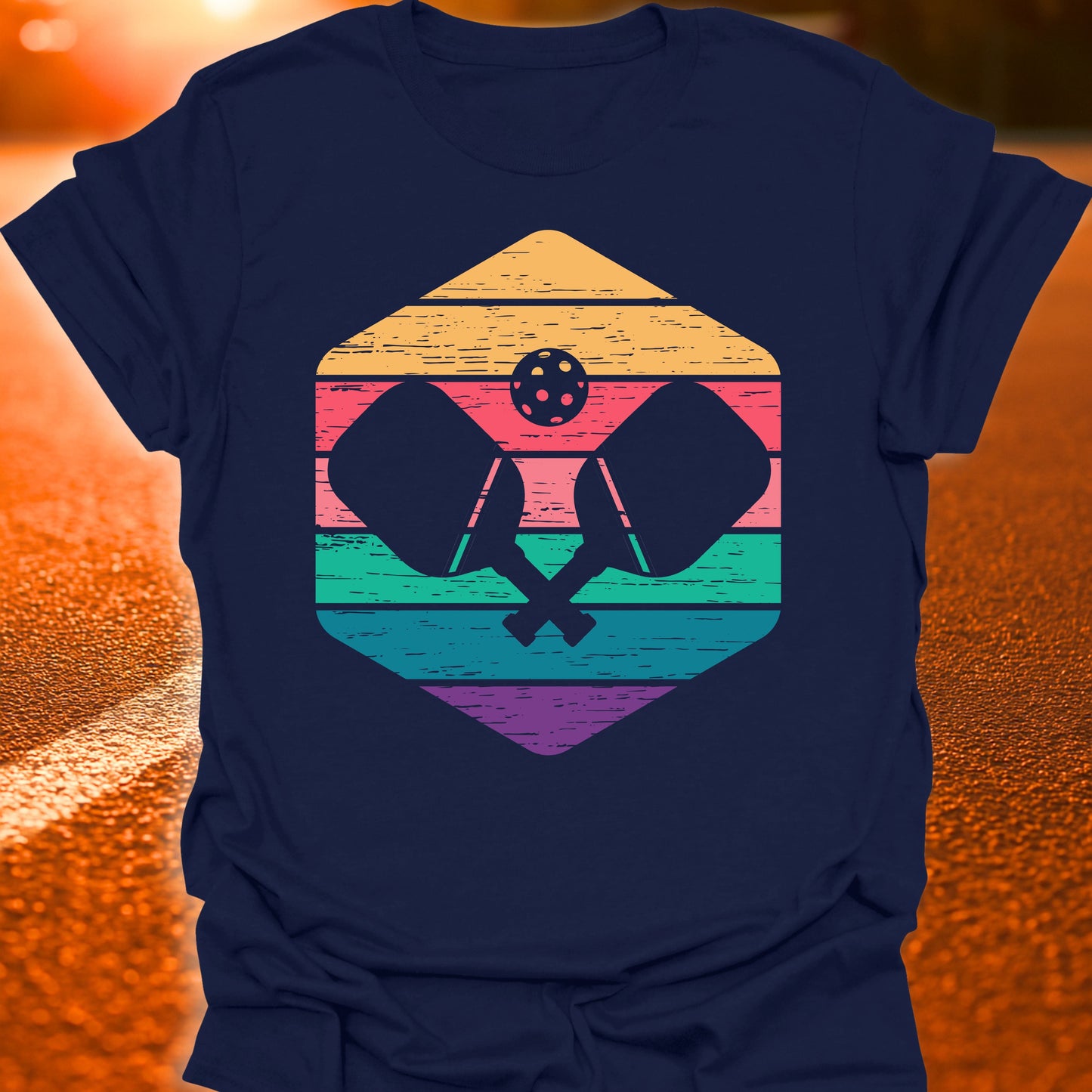 Retro Sunset Pickleball T-Shirt
