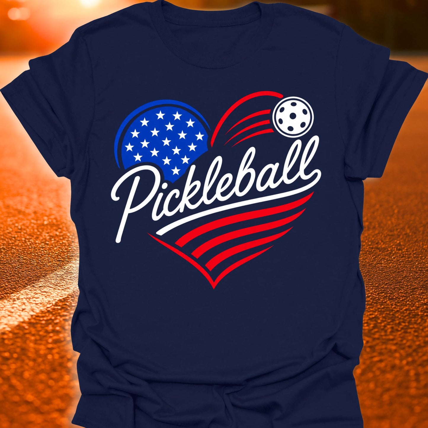 Patriotic Heart Pickleball T-Shirt