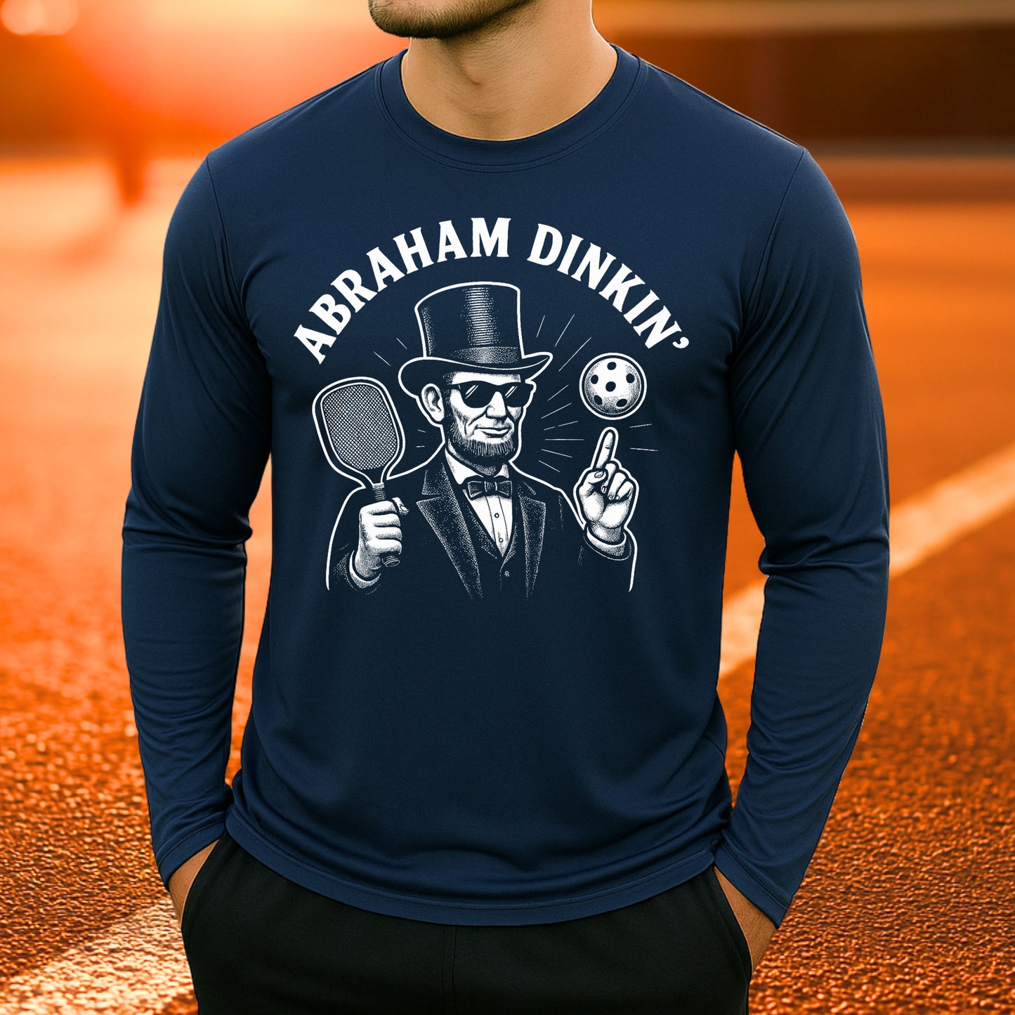Abraham Dinkin' Pickleball Long Sleeve Tee