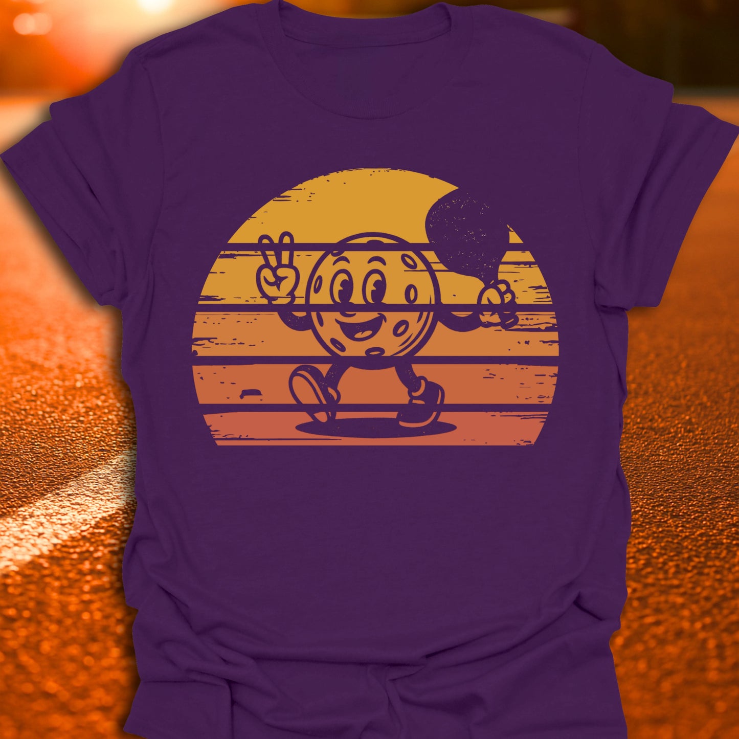 Retro Sunset Pickleball T-Shirt