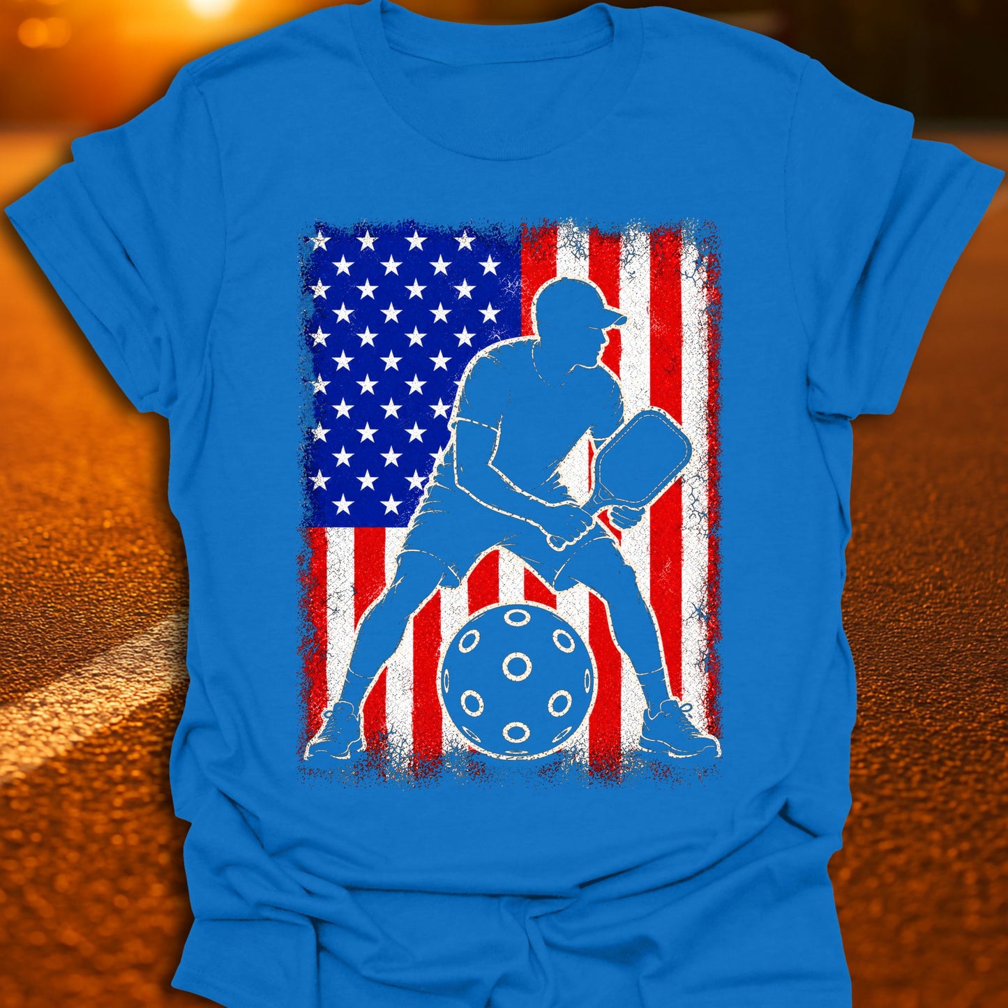 American Flag Silhouette Pickleball T-Shirt