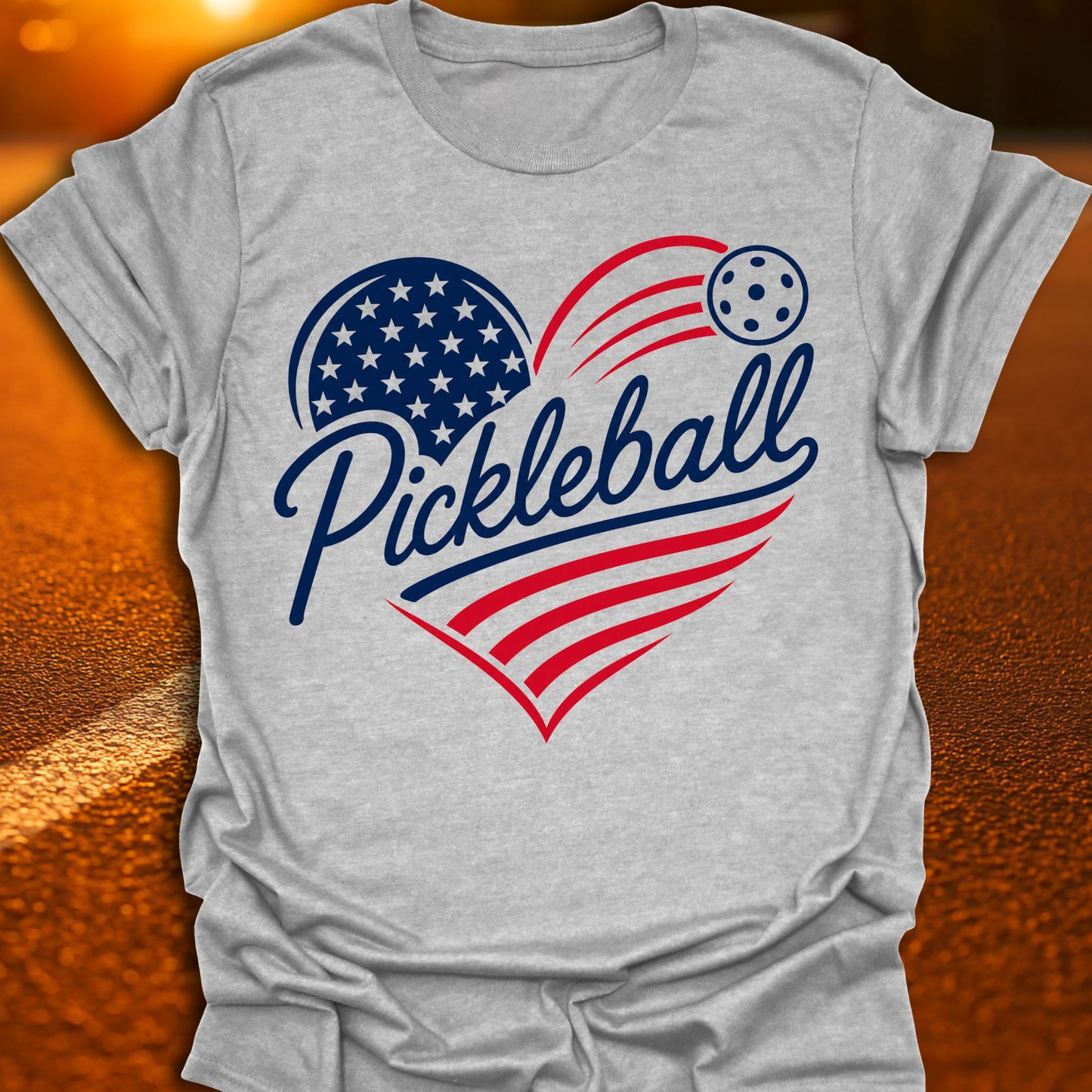 Patriotic Heart Pickleball T-Shirt