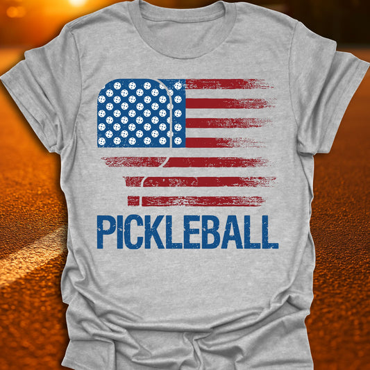 American Pickleball Paddle Flag T-Shirt