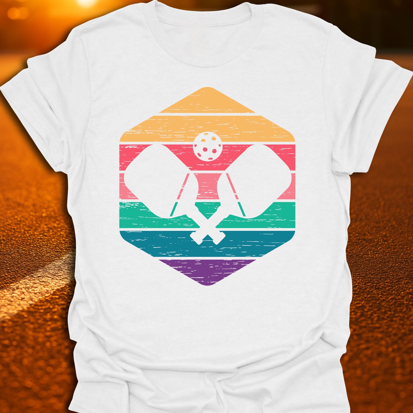 Retro Sunset Pickleball T-Shirt