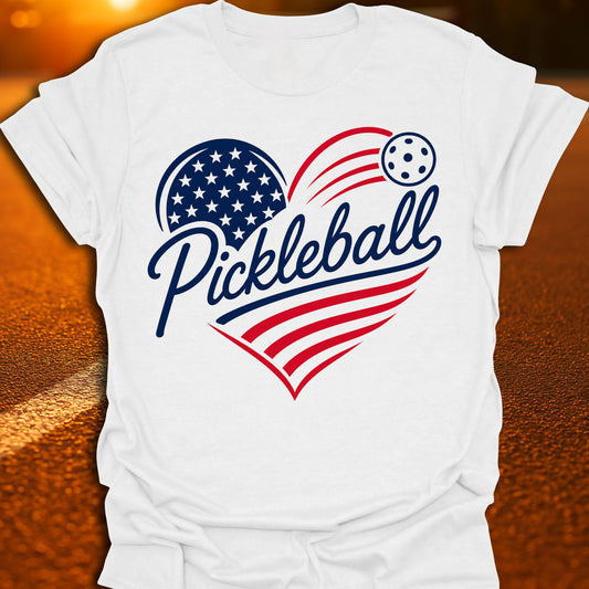 Patriotic Heart Pickleball T-Shirt